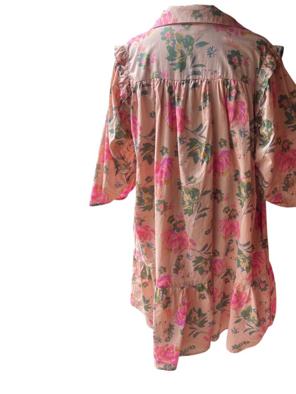 Entro Floral Babydoll Dress Peach Pink Ruffle Tiered Plus Size 1X - Picture 4 of 11